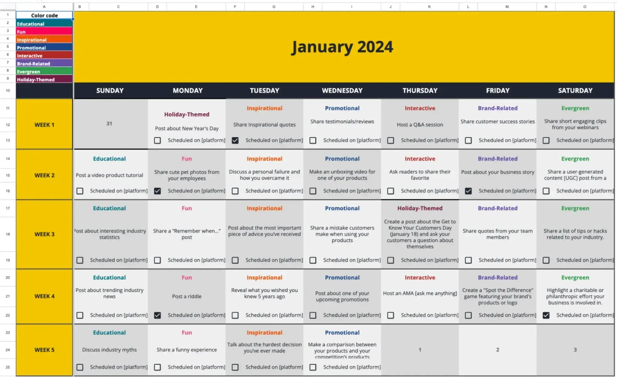 High-Quality Social Media Content Calendar Templates For Tech Startups